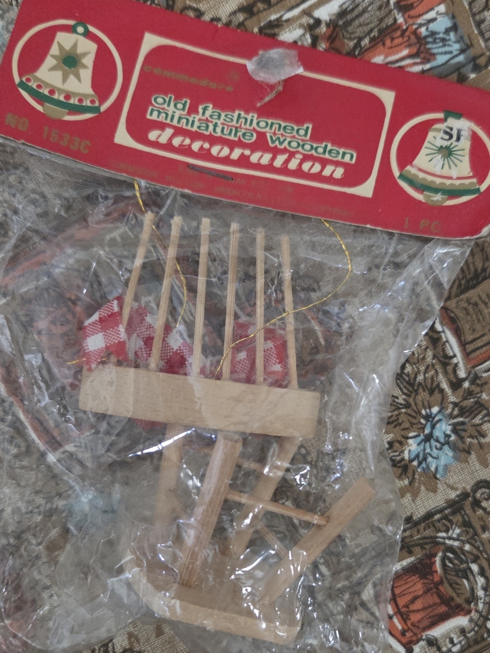 Vintage new Shiny Brite miniature wooden spindle chair dollhouse